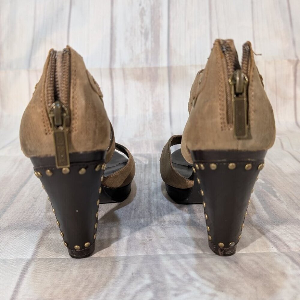 Harley Davidson Women's Gillian Tan Leather Strappy Studded Heels Size 8.5 - Picture 4 of 10